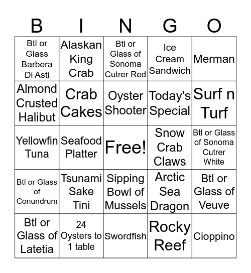 $50/$35/$25/$15                    Name: Bingo Card