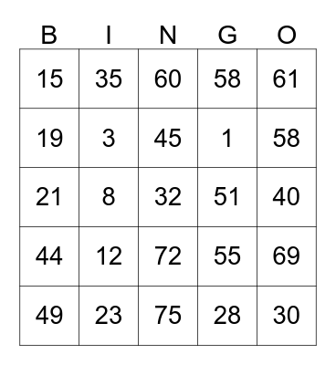 Vickie's Bingo Card Bingo Card