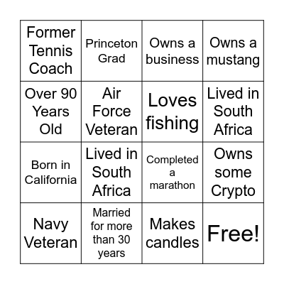 Family & Friends 2024 Bingo Card