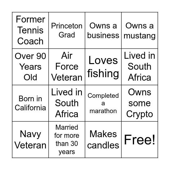 Family & Friends 2024 Bingo Card