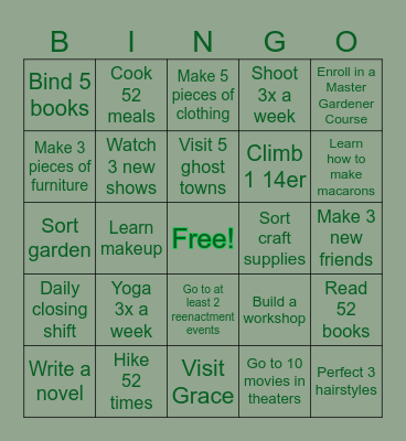 2025 Vision Board Bingo Card