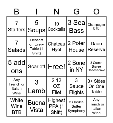 Server Bingo Card