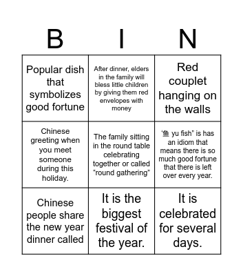 CNY Bingo1 Bingo Card