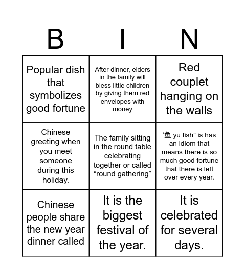 CNY Bingo1 Bingo Card