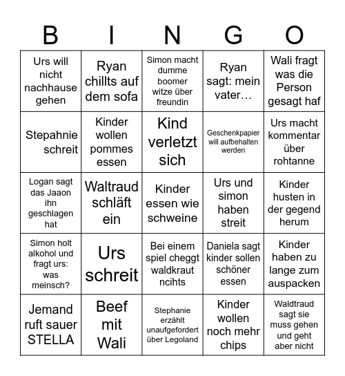 Weihnachten Bingo Card