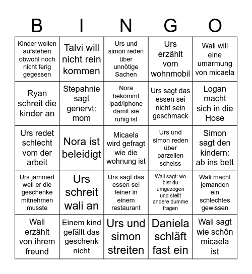 Weihnachteeen Bingo Card