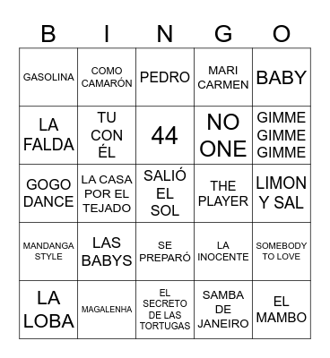 BINGO MUSICAL Bingo Card