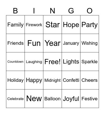 New Year Bingo Card