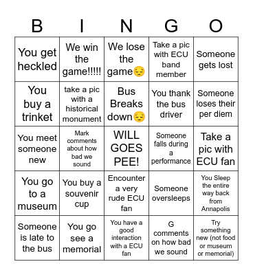 DC BINGO Card