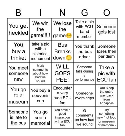 DC BINGO Card