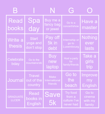 2025 vision board Bingo Card