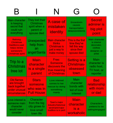Hallmark Christmas Movie Bingo Card