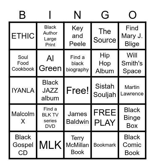 Black Excellence Bingo Card