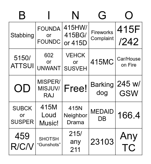 Dispatch New Year Bingo Card