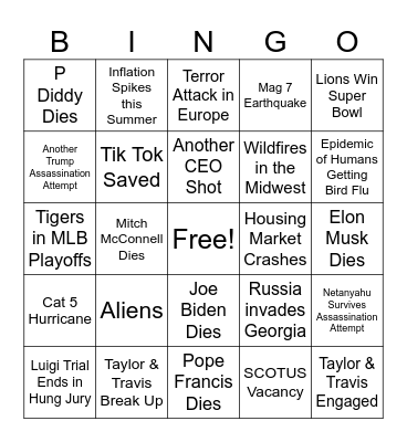 Frank's 2025 Bingo Card Bingo Card