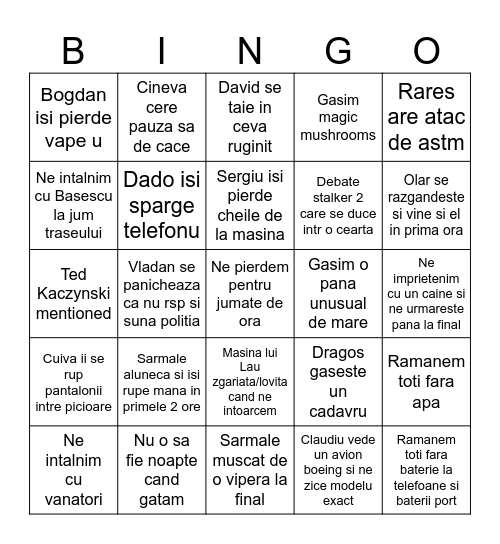 Bingo Traseu Padure 2024 Bingo Card