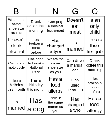 ZNBS End Year Celebration Bingo Card