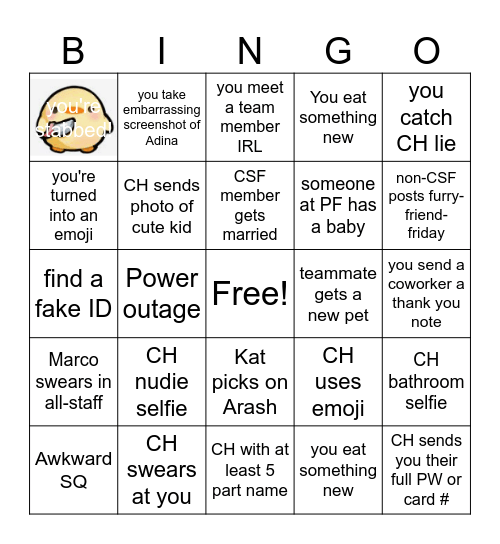 CSF BINGO 2025 Bingo Card