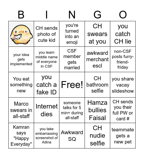 CSF BINGO 2025 Bingo Card