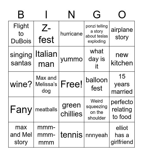 Grandmas House Bingo Card