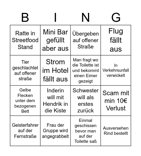 Indien Bingo Card