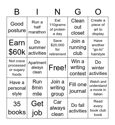 2025 GOALS Bingo Card