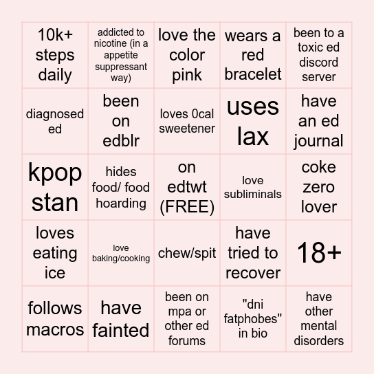 @rosieannbelle bingo Card