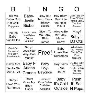 Baby Shower Bingo Card