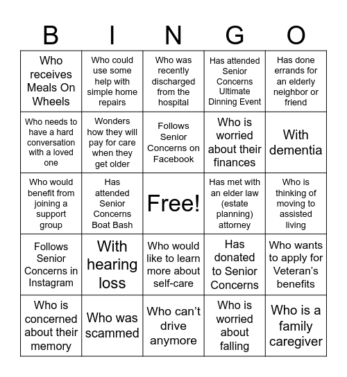 Do you know someone Bingo Card