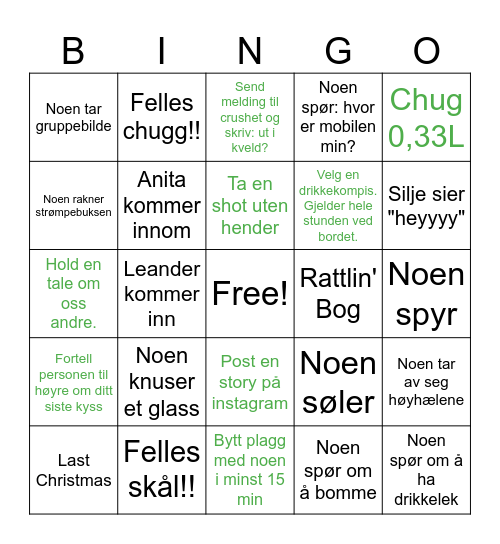 Russlebord 2024 Bingo Card