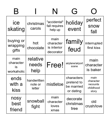 Hallmark Christmas Movie Bingo Card