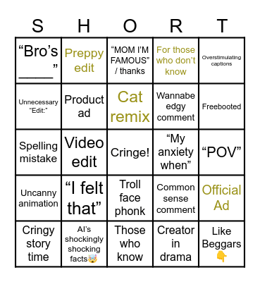 youtube sucks Bingo Card