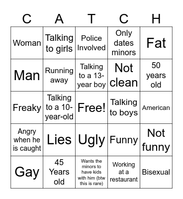 Pred Catch Bingo Card