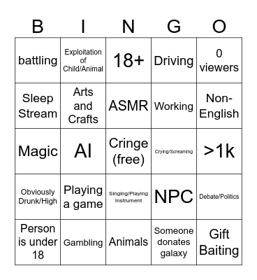 Tiktok Live Bingo Card