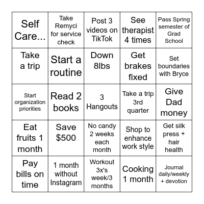 The 23rd Year of Blossom Q1 Bingo Card