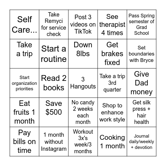 The 23rd Year of Blossom Q1 Bingo Card