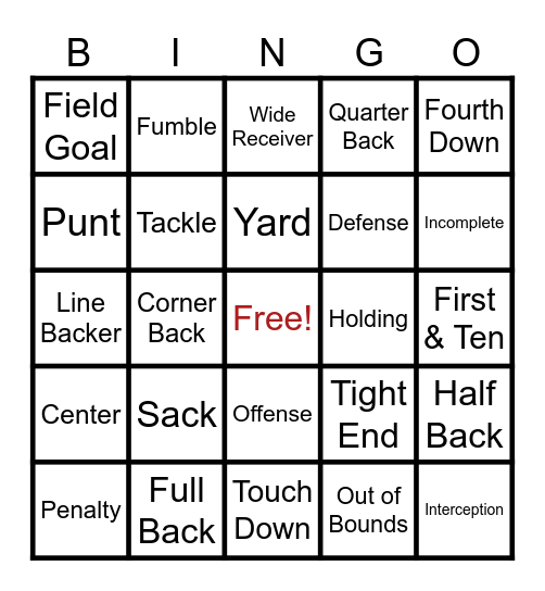 Football Bingo Card