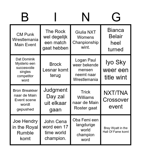 Sjoerd's Bingo Card