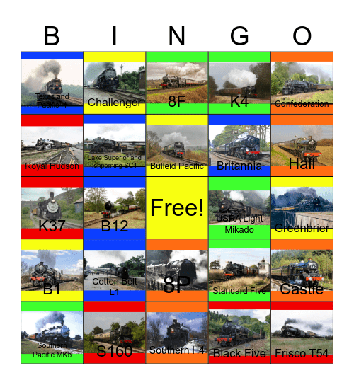Steam Locomotive Restorations and Announcements Bingo Card