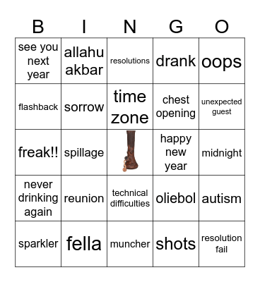 New Years Bingo Card