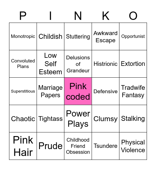 Pinko v3 Bingo Card