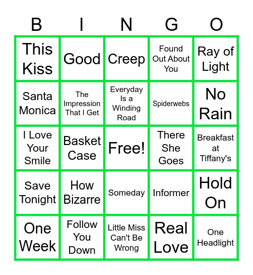 MUSIC BINGO at the Ann Arbor Eagles!  - 90s Hits! Bingo Card