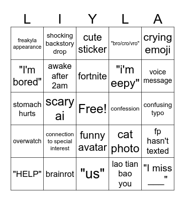 Liyla Bingo Card