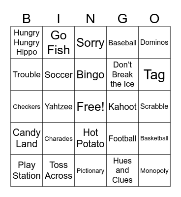 Games Children Play Bingo Card