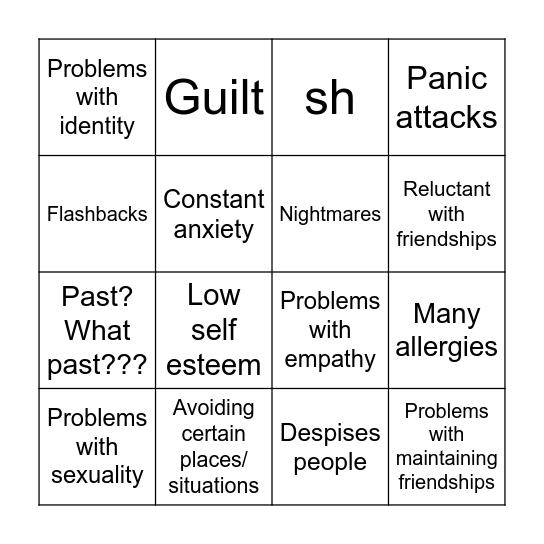 TRAUMA BINGO Card