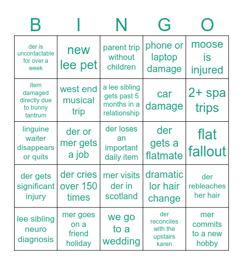 der's bingo 2025 Bingo Card