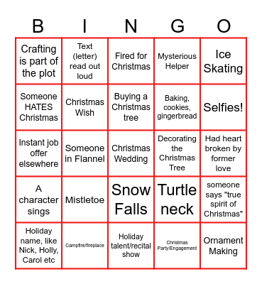 Christmas Movie Bingo Card