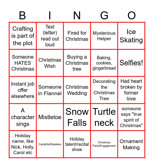Christmas Movie Bingo Card