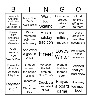 Holiday Bingo Card