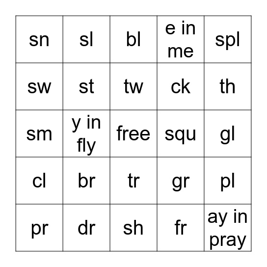 Chart 6 & 7 Blend Bingo Card